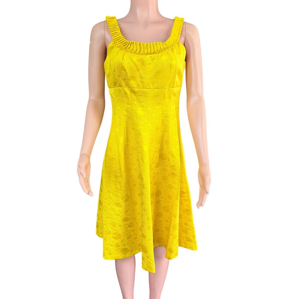 Maggy London Bright Yellow Empire Waist A-Line Dress 60's Style - Size 10